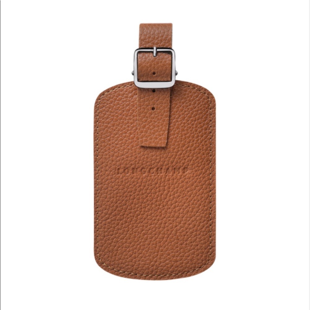 Longchamp Foulonne Leather Luggage Tag in Caramel
